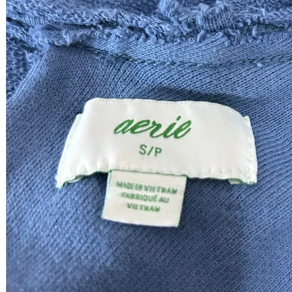 Aerie Blue Twist Back Long Sleeve Cropped Sweatshirt Women's‎ Size Small - Picture 9 of 9